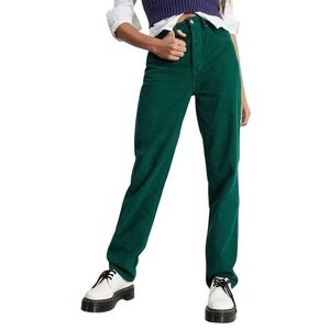 PacSun Green Corduroy‎ Dad Jeans High Waisted Straight Leg 22 Preppy Retro